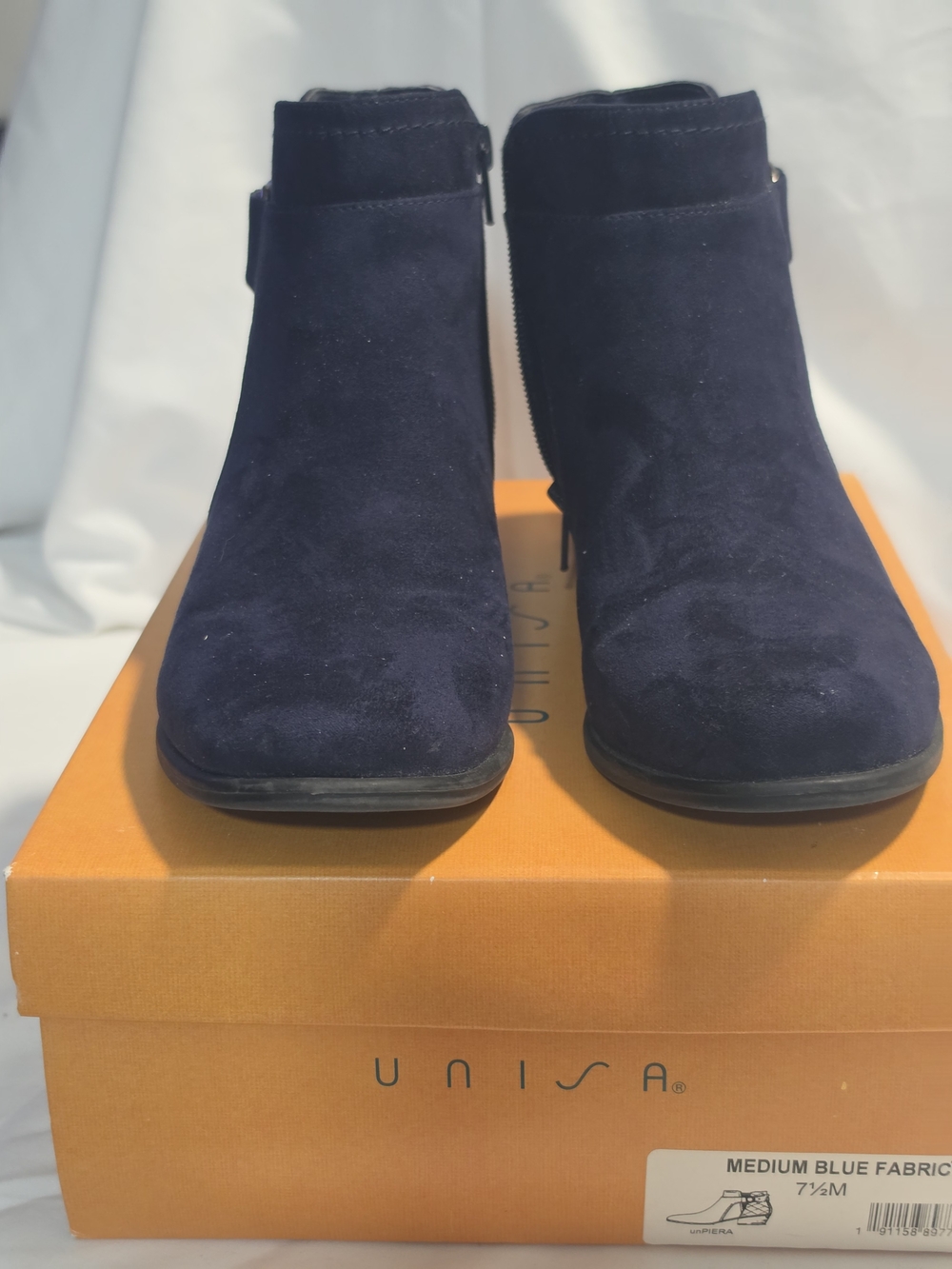 Unisa Medium Blue Suede Ankle Booties